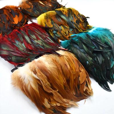1 metr naturalne pióra koguta frędzle do rękodzieła Plumas 13-18 cm czarne pióra wstążka DIY szycie odzież dekoracje imprezowe