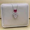 Elegant Ruby Collarbone Necklace and Cubic Zirconia Earrings Set for Women - Perfect for Luxury Banquets and Brides