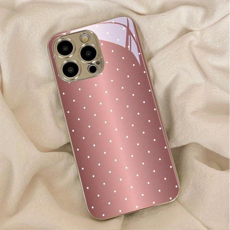Simple and Sweet New Electroplated Silver Phone Case with White Polka Dot Pattern for iPhone 17 16 15 14 13 12 11 etc