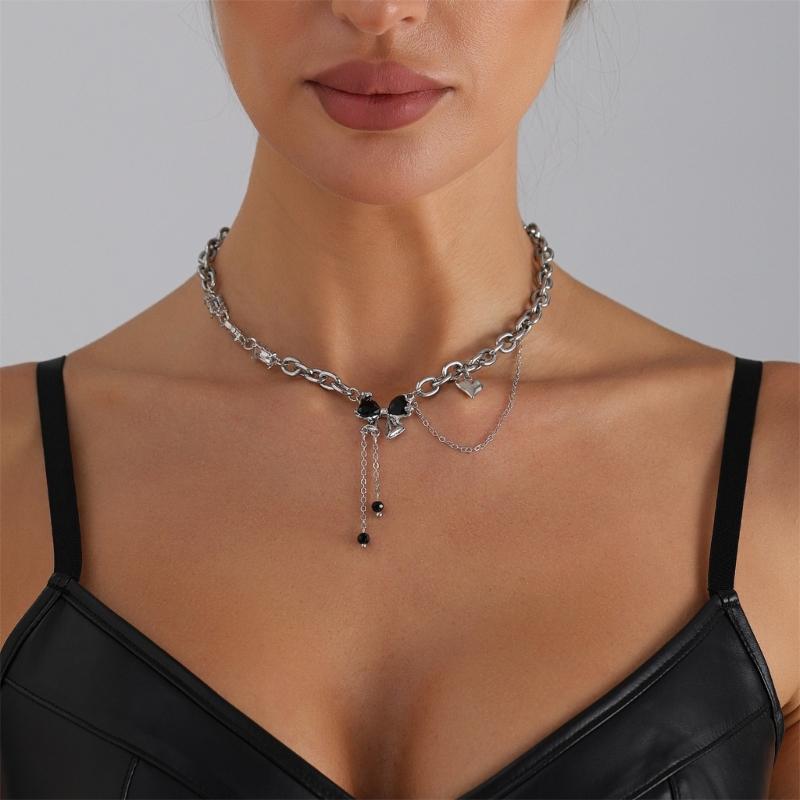 Bowknot Pendant Necklace Multifuntional Shimmering Neck Jewelry Alloy Texture Suitable for Everyday Wear and Parties