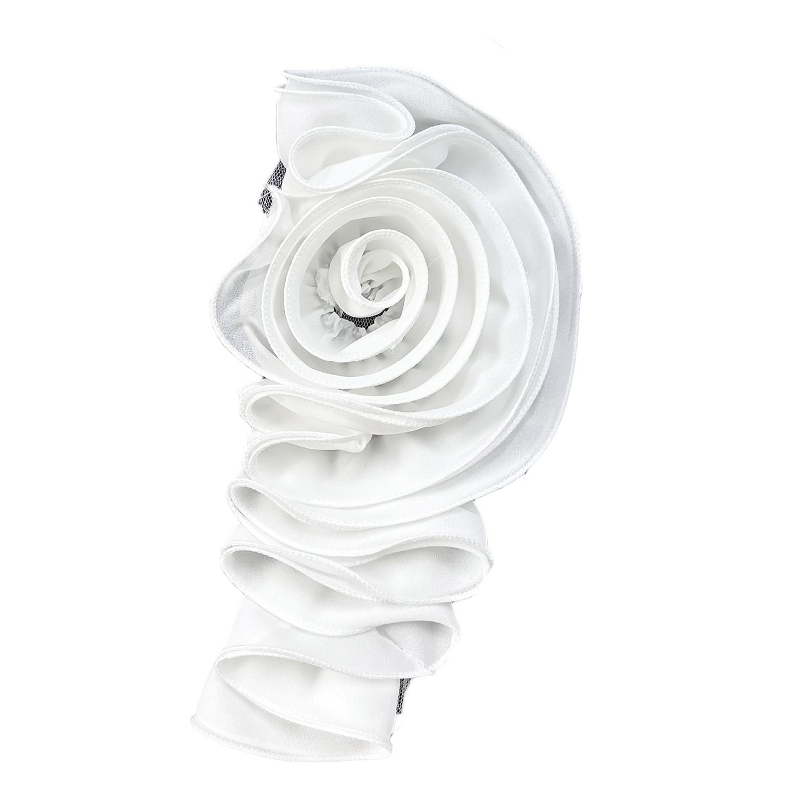 

Handmade Flower Appliques Craft Dance Costume Making Materials Ruffle Edge 3D Flower Patches Garment Sewing On Applique білий