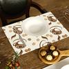 Minimalist Coffee Cup Placemats, Brown Coffee Bean Pattern Table Mats, Decorative Dining Pad for Coffee Bar Kitchen