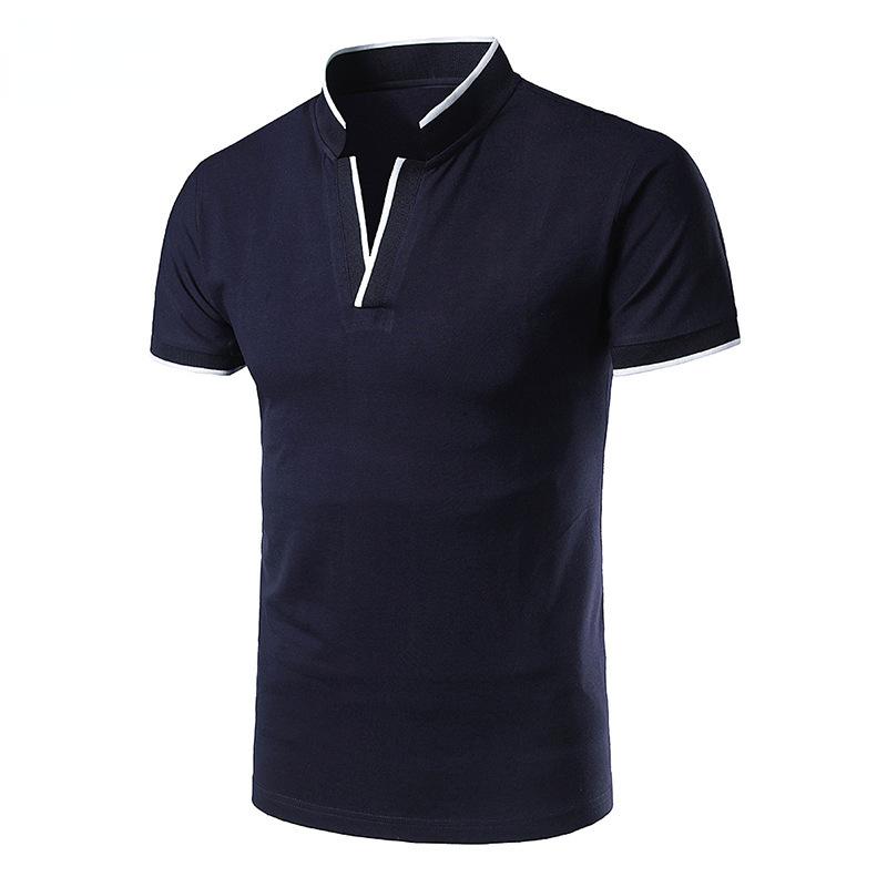 Men's Short Sleeve Patchwork Polo Shirt Stand Collar Golf Clothing Men Polo Casual T Shirts