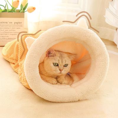 Thermal Cat Bed Winter Sleeping Bag Burrow Design Snug Hideaway Plush Warmth Cave For Cats Pet Supplies House Pet House