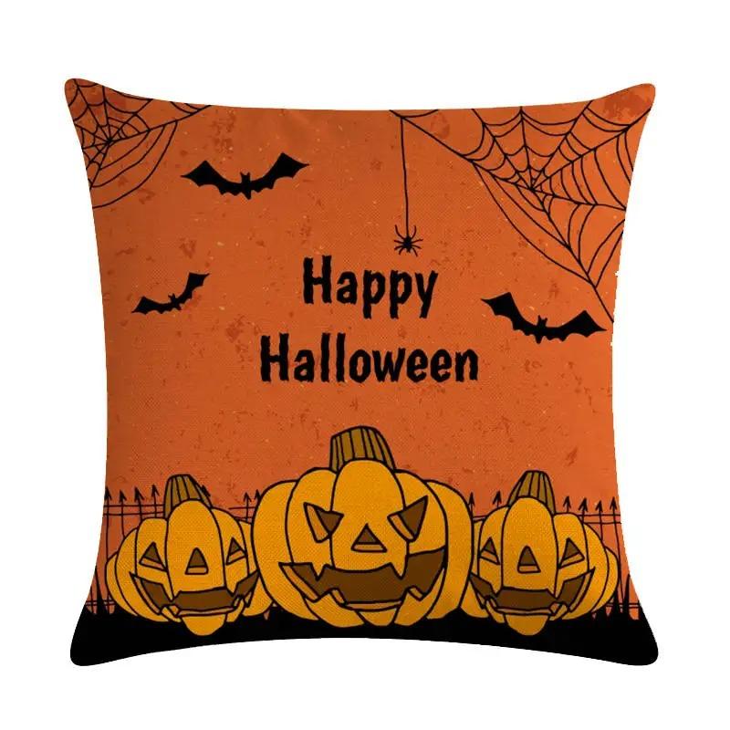 Happy Halloween Decorative Pillowcase Pumpkin Cat Witch Printed Pillowcase Suitable for Home Living Room Sofa Room Decoration