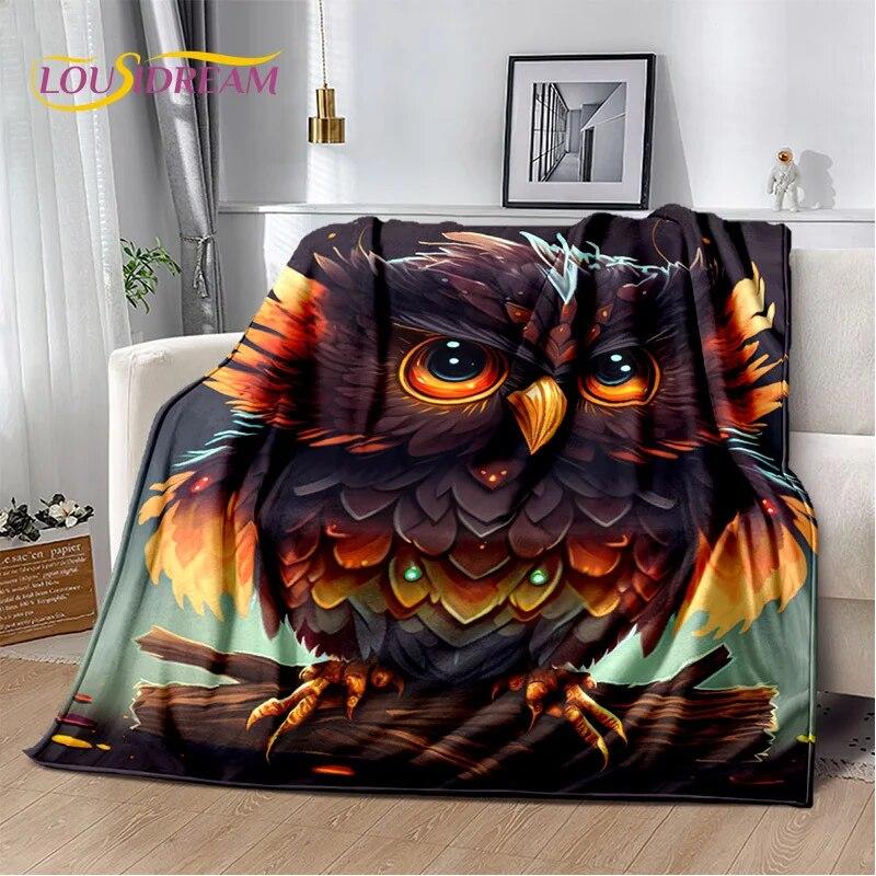 HD süße bunte Eulen-Cartoon-Decke, weiche Überwurfdecke für Zuhause, Schlafzimmer, Bett, Sofa, Picknick, Reisen, Büro, Ruhebezug, Decke für Kinder