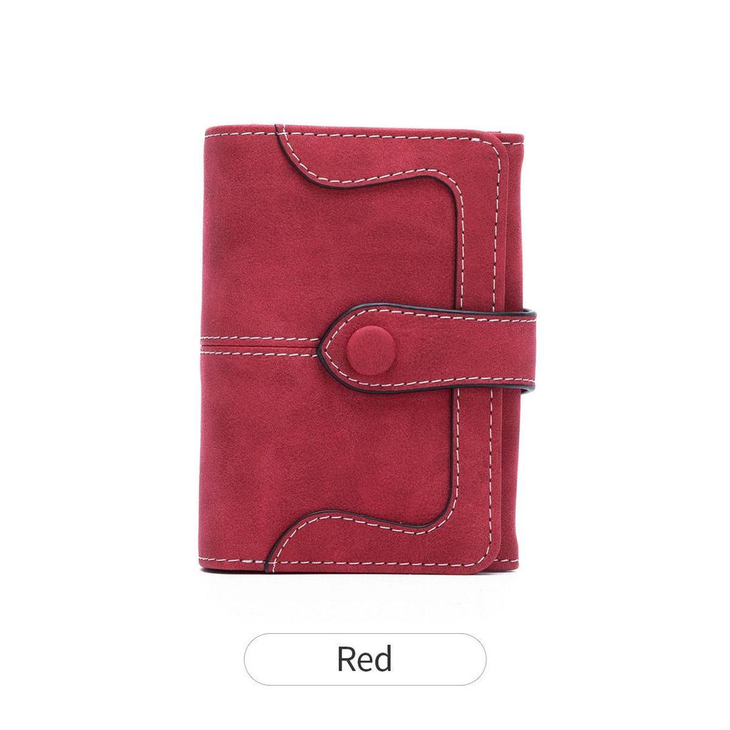 2025 Women's Retro Frosted Two-Fold Short Wallet, Multifunctional Simple Fashion Clutch.