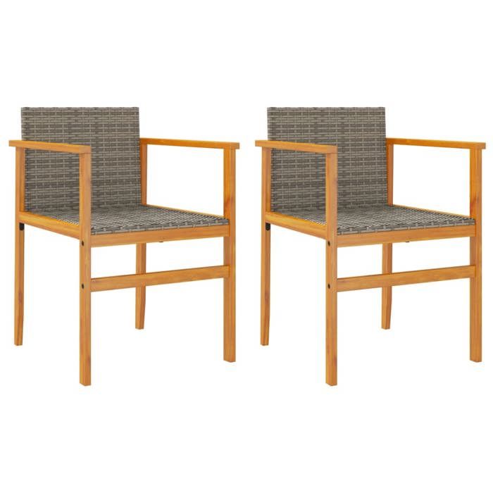 VidaXL Set of 2 Garden Chairs, Seats with Armrests, Armchairs with Backrest Patio, Modern, Grey Woven Resin and 368709