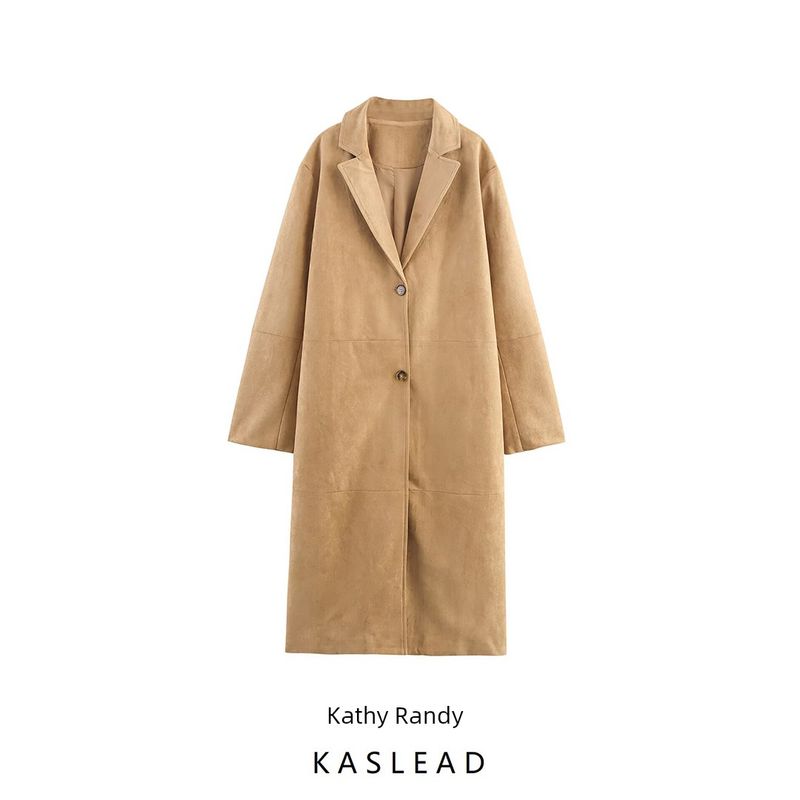 Kaslead New Women clothes Western Style Fashion Simple Suede Coat Outerwear 2969063