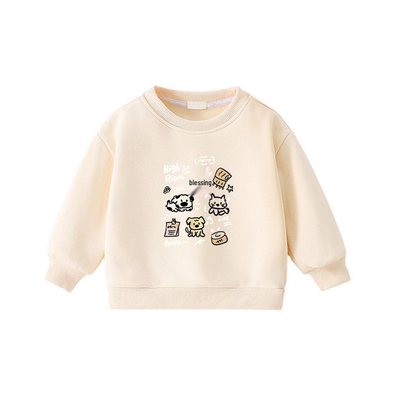 Child's Warm Cartoon Sweatshirt: Velvet, Thick, Long-Sleeve, Winter-Ready, Korean Casual Style—No Hood