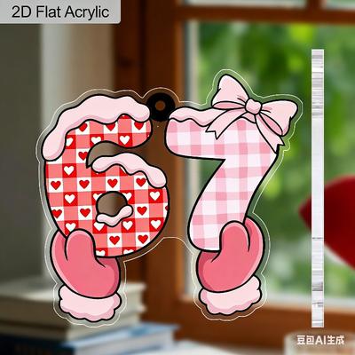 2D Flaches 67 Nummer Acryl Paar Symbol Dekoration Schild, Valentinstagsgeschenk, Geeignet für Wanddekoration, Veranda, Zimmer, Villa, Akzente Zuhause, Flur