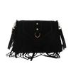 Niche Retro Commuter Locomotive Fringed Bag Women's New Leather Buckle Matte Shoulder Bag Commuter Messenger Bag Tide