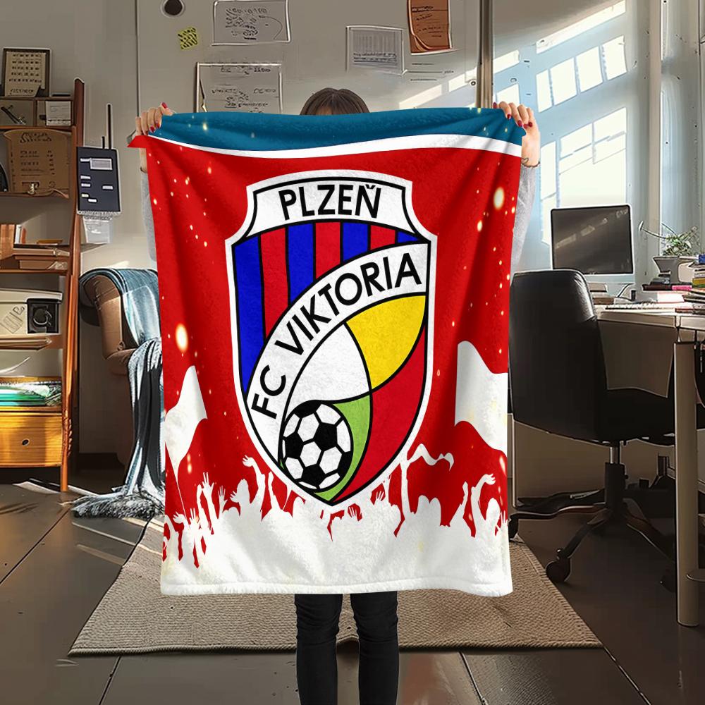 1pz Coperta in Flanella con Stampa FC Viktoria Plzen, Alta qualità per Tutte le Stagioni, Decorazione per la Casa, Calore e Comfort, Perfetta per Regali di Natale