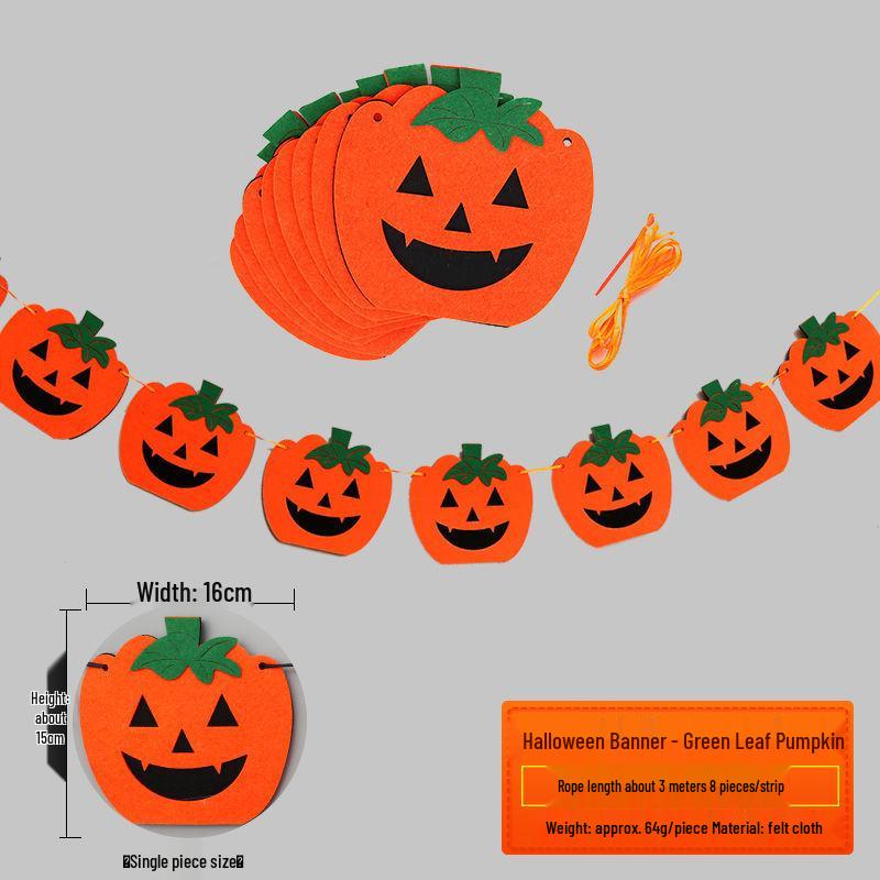 Halloween Pumpkin Lantern Backdrop & Photo Props Set with Party Banners and Hanging Flags