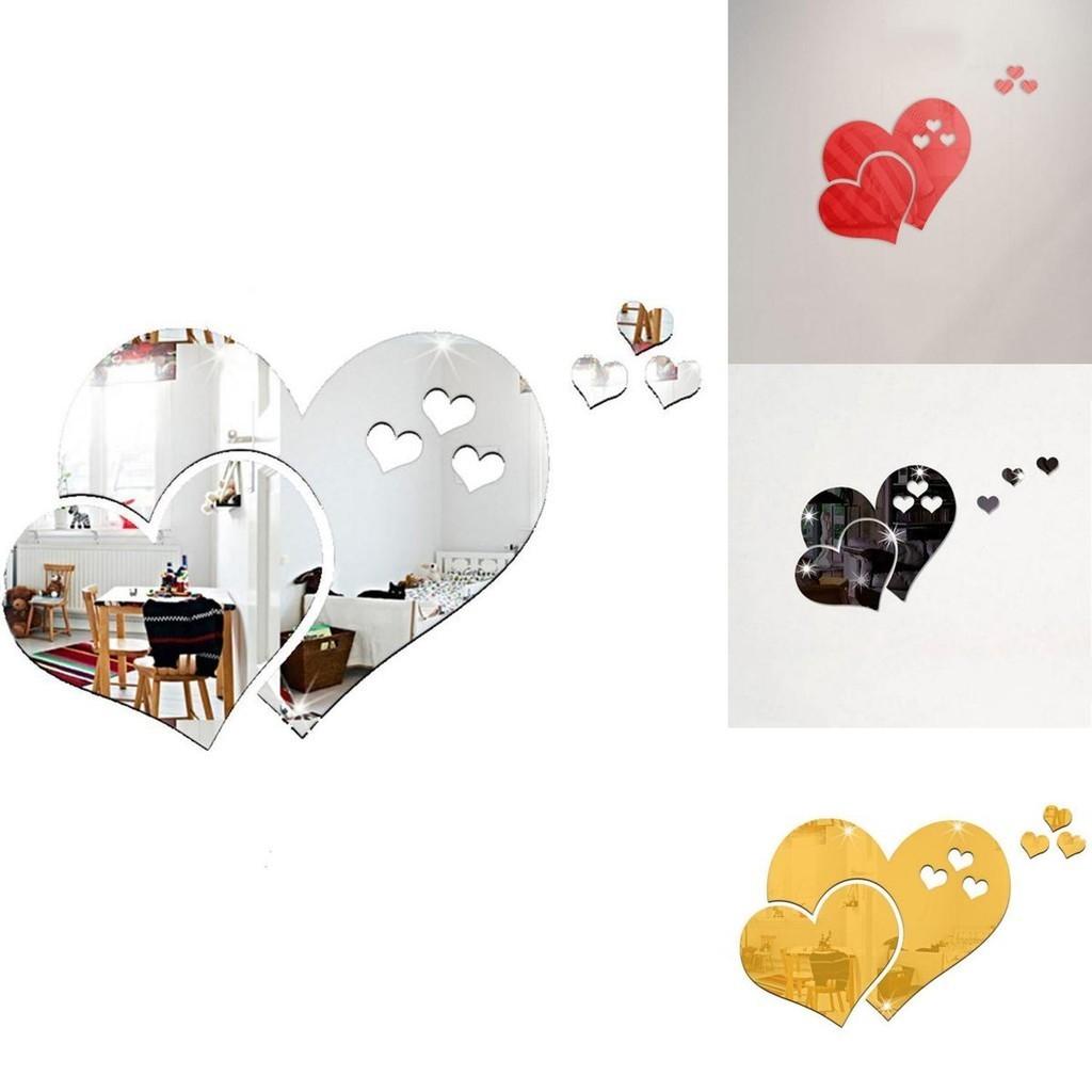 Stunning 3d Love Heart Mirror Wall Stickers Decal For Elegant Room Decoration
