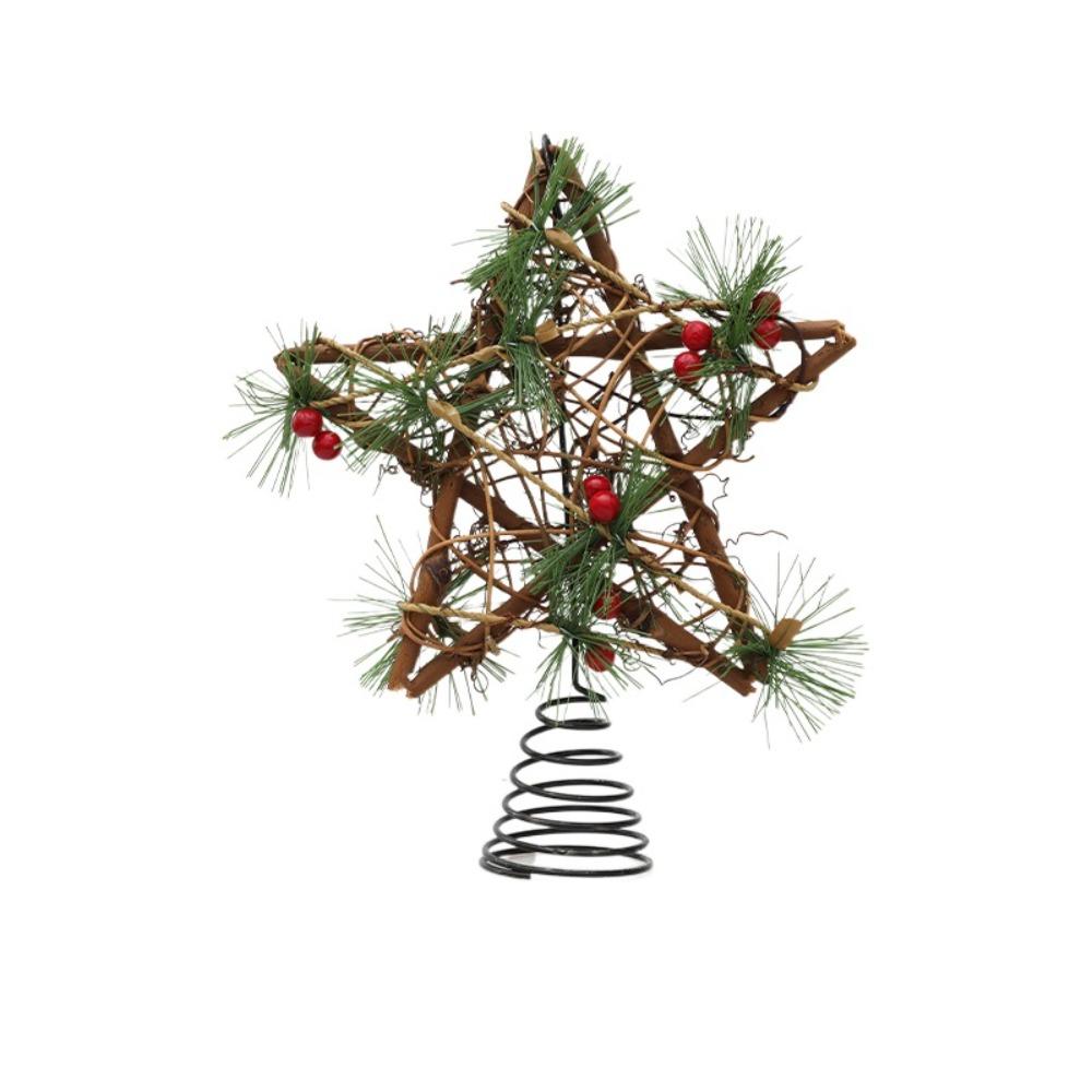 

Durable Christmas Tree Decoration Pendant Wooden Hanging Ornament Christmas Tree Top Star Wedding Without Light
