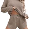 Women's European & American Solid Color Homewear: Long Sleeve, Round Neck, Drawstring