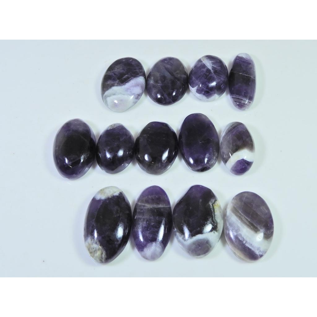 273Cts. Natural Amethyst Lace Agate Oval Cabochon Loose Gemstone 13 Pcs Lot C-816