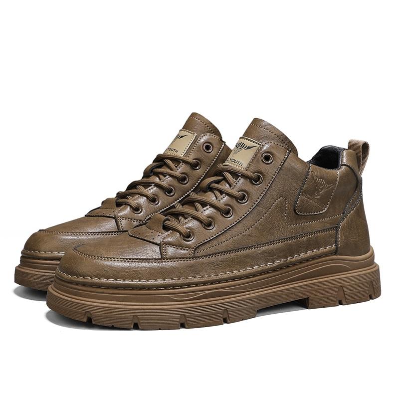 Fashion Men's Classics Retro Work Boots Fashion All-match Man Shoe Round Toe Lace-up Boots Men Waterproof Casual Motorcycle Shoes