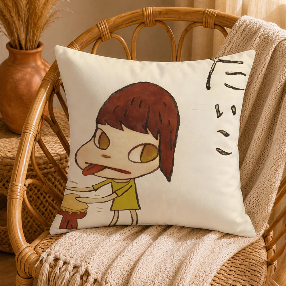 Whimsical YYoshitomo NaraS Cushion Cover Ultra Soft Pillowcase CloudLike Comfort Fabric with Concealed Zipper