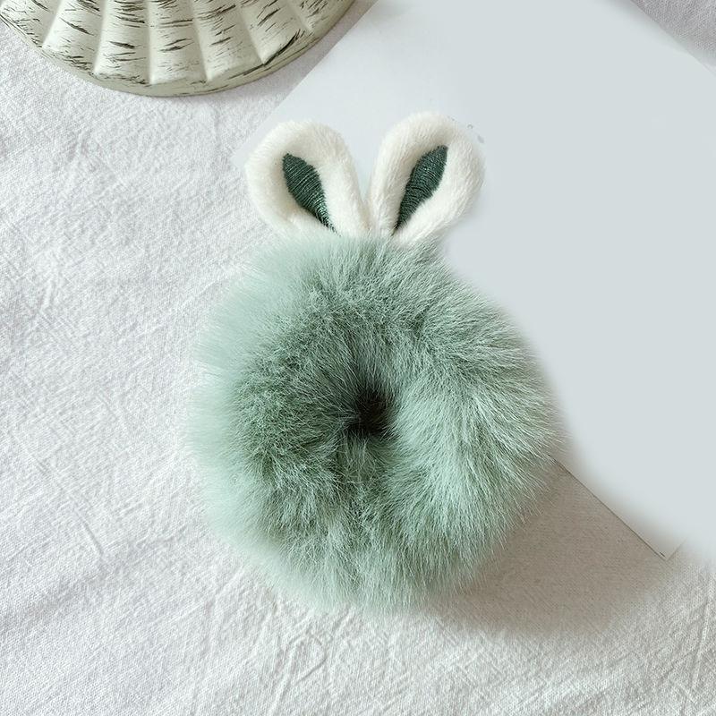 Cheapest Rabbit Ears Elastic Hair Bands Girls Women Fur Fluffy Hair Rings Imitation Rabbit Fur Plush Scrunchies Hair Accessories
