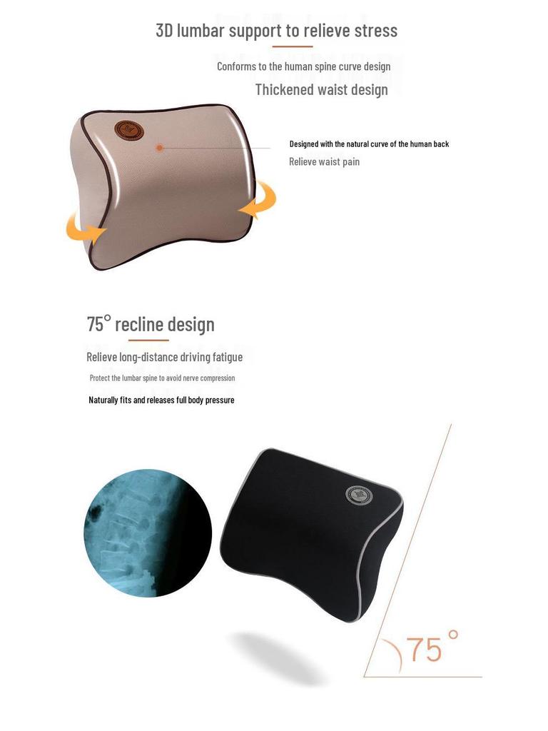 Car Headrest Memory Foam Neck & Lumbar Support Pillow - Customizable.
