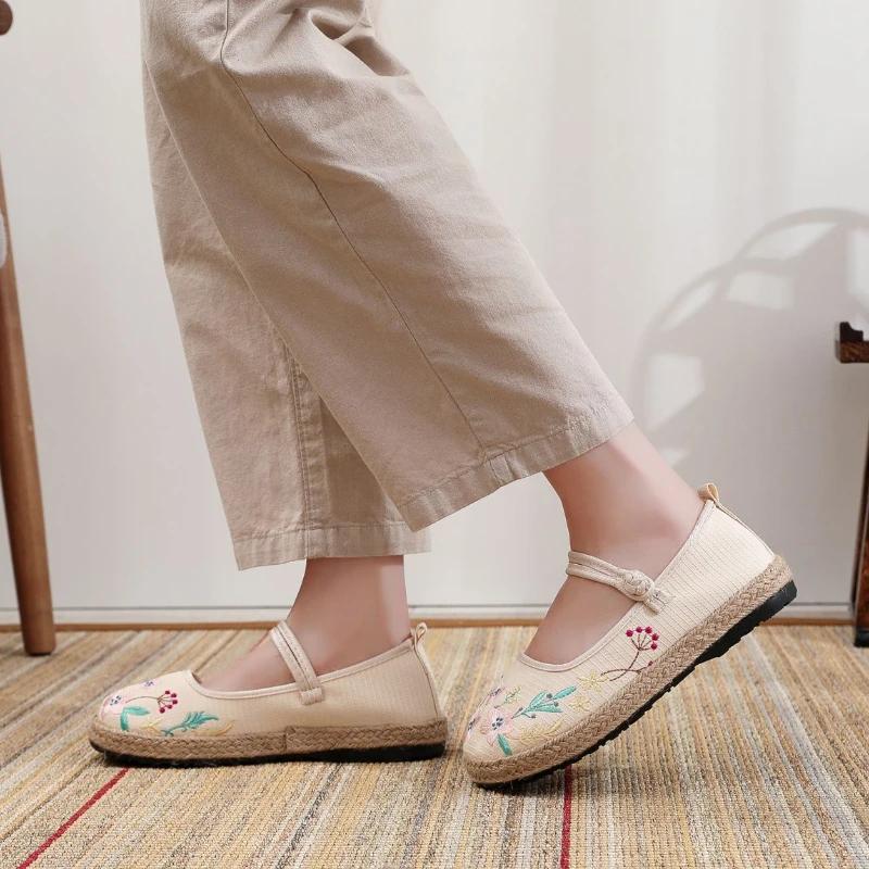 Fashion Aesthetic Casual Linen Round Toe Ladies Footwear 39 Daily Routine Fashion 2025 Cheap On Sale High Quality Korean Women's Shoes