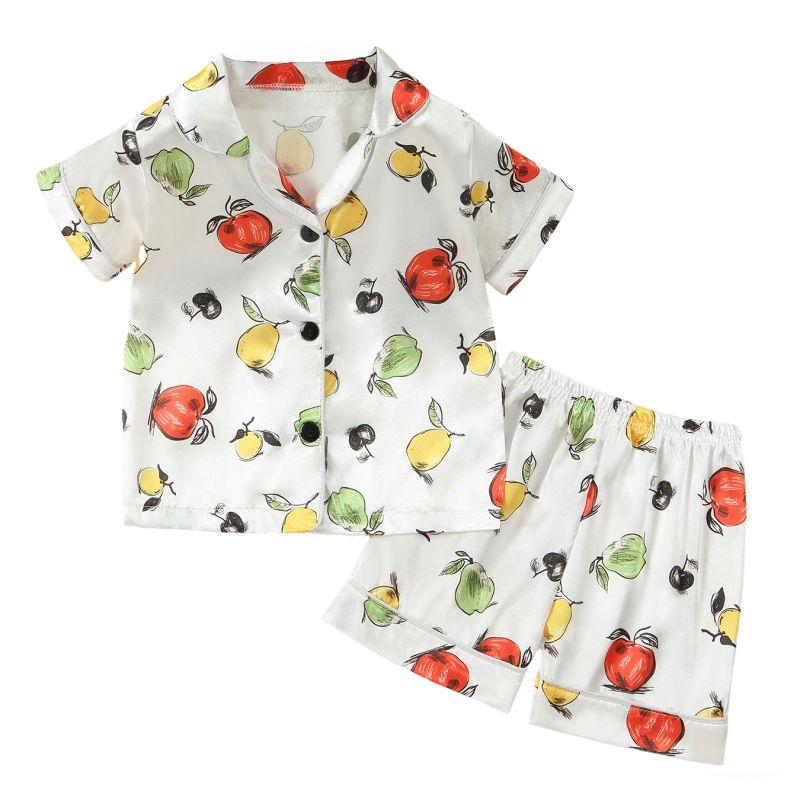 

1-8 Years Kids Summer Pajama Set Short Sleeve Shirt and Shorts Loungewear 90