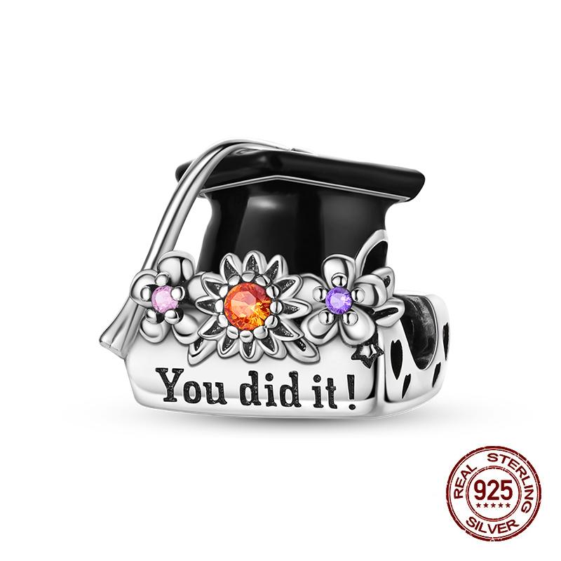 Copper Graduation Season Series Owl Bachelor'S Hat Charms Beads Suitable For 3Mm Original Design Bracelets DIY Style Jewelry