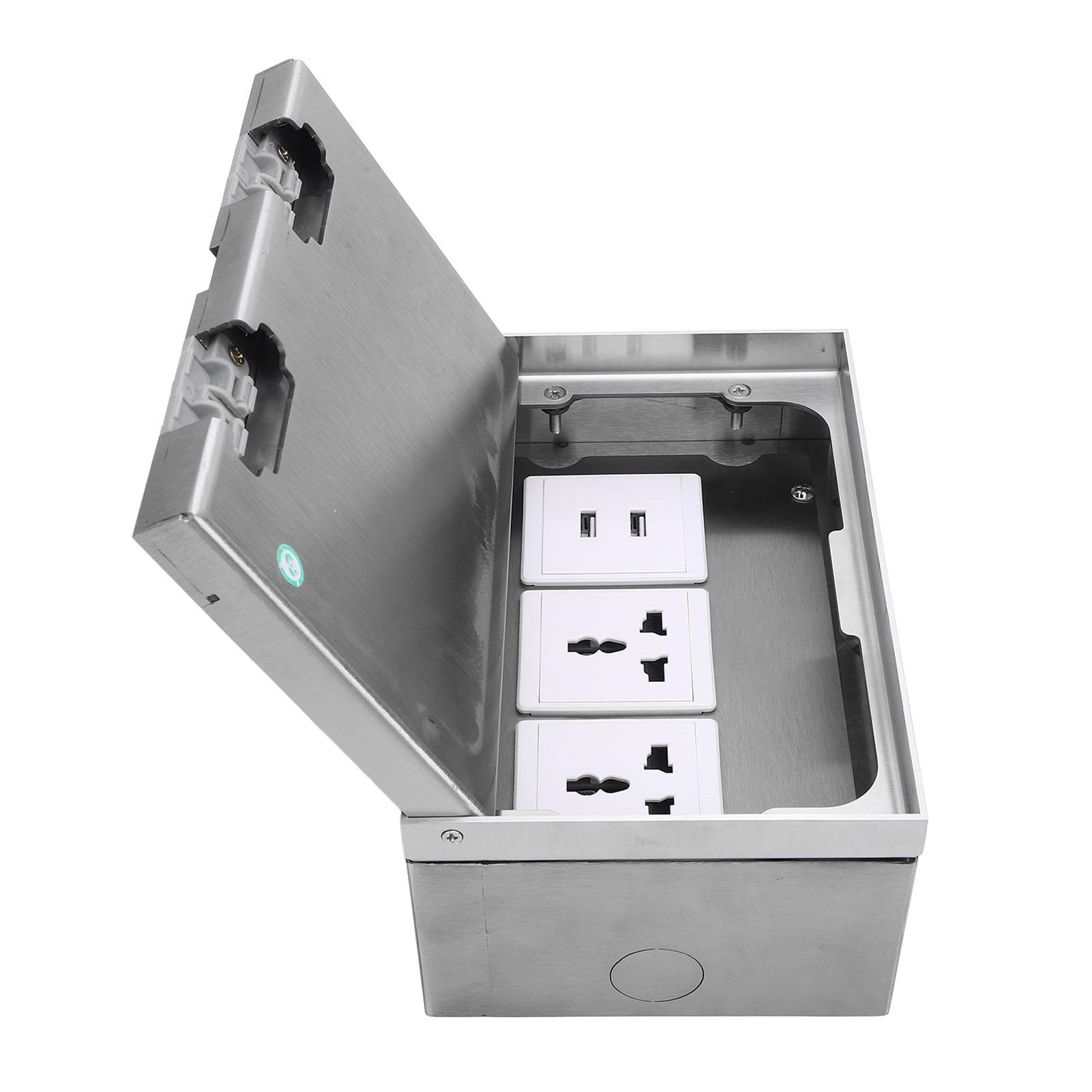 

Recessed Floor Outlet 16A 4000W 2 Sockets 2 USB Ports Marble Style Floor Receptacle Box for Office