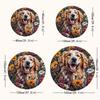 1 Stück Golden Retriever in Blumen Runde Bodenmatte - Rutschfeste Maschinenwaschbare Weiche Matte mit Lebendigem Golden Retriever Blumenmuster