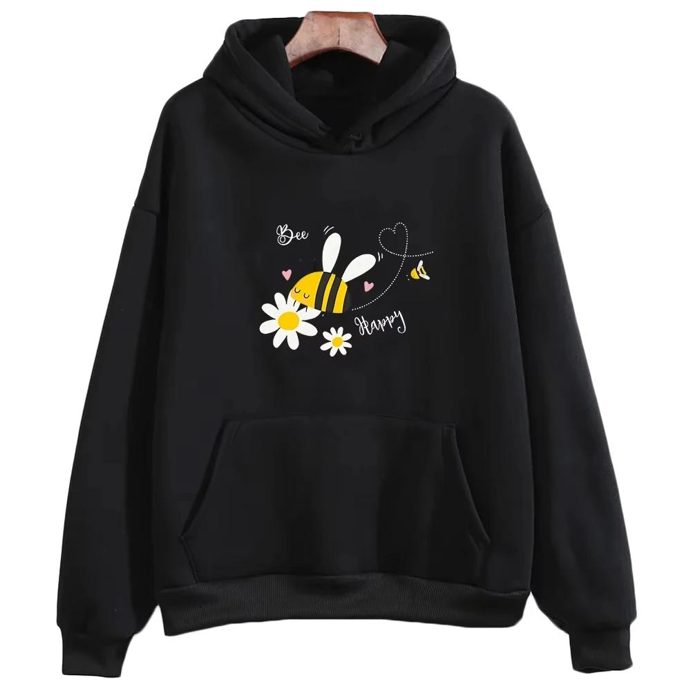 2025 Sei glücklich Hübsche Kapuzenpullover Damen und Herren Niedlicher Grafik-Hoodie Lässiges Herbst-Winter Lockerer Pullover Cartoon Comic Clo