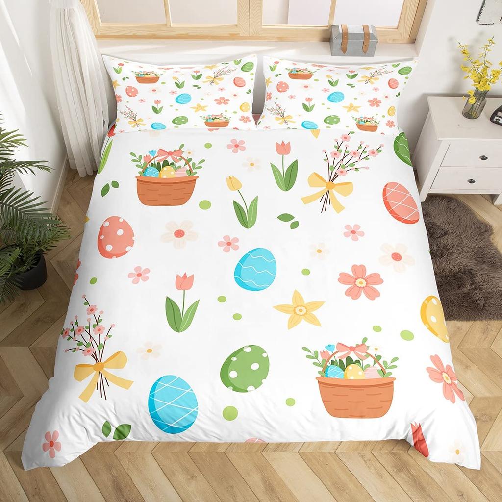 Easter Rabbit Duvet Cover Collection Golden Elk Horn Stars Quilt Cover Cartoon Pet Animal Bedding Collection For Girls Boys Kawaii Room Decor