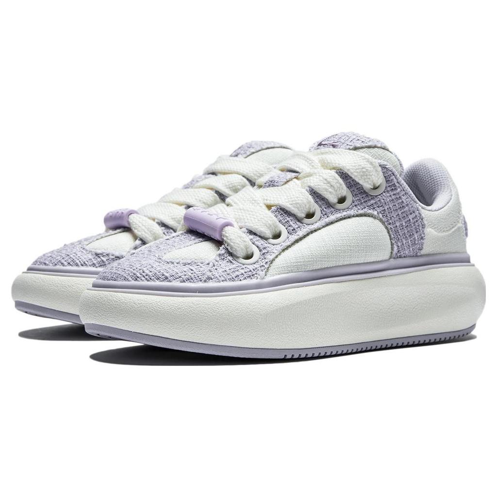 Li Ning Yun You C4D Comfortable Cushioning, Wear Resistant Low Top Casual Shoes Women's Beige White Purple AZGT090-15