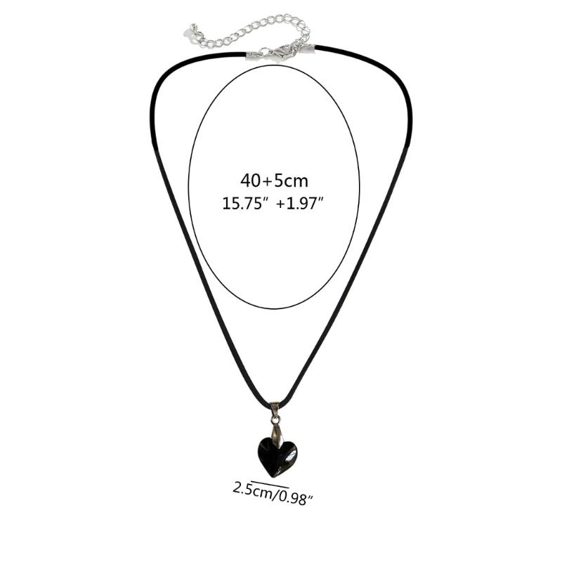 Modische Kristall-Herz-Anhänger-Halskette für Damen Heiße Mädchen Schwarze Lederseil-Choker-Halsketten Süßer Cooler Y2k Schmuck