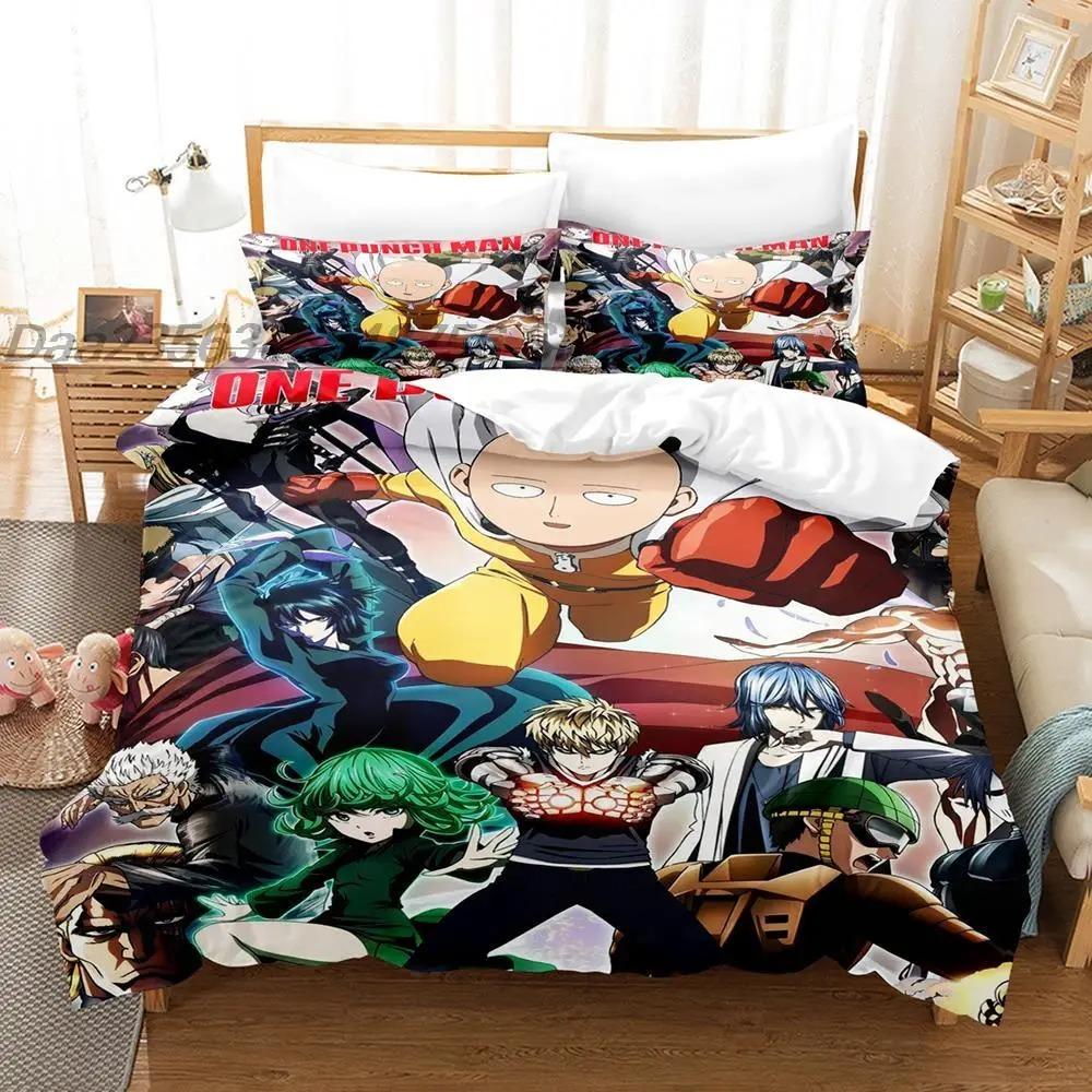 One Punch Man Bedding Set Single Twin Full Queen King Size Bed Set Aldult Kid Bedroom Duvetcover Sets 3D Anime Bed Sheet Set