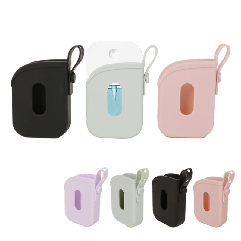 Portable Silicone Holder For Hand Sanitizer Sprays Protective Storage Case with Adjustable Lanyard for Backpack Handbag