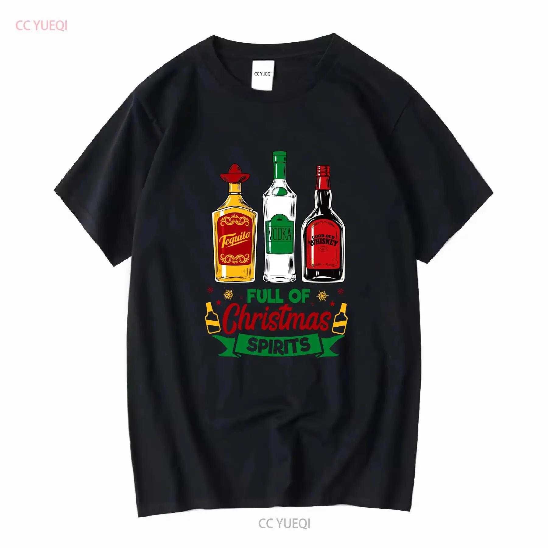 Tequila Vodka Whiskey T Shirt Funny Christmas Drinking Full Of Spirit Merry Y all long or short sleeves vintage Washed graphic S разноцветный
