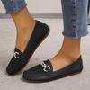 Damen Loafer Bequeme Flache Schuhe Runde Spitze Outdoor Freizeit Lederschuhe
