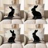 2D Silhouette Bunny With Butterflies Pillow Cover Pattern Cushion Cover Suitable For Sofa Bedroom Car Pillow Cover