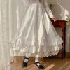 Skirts Womens Hepburn Style Black White Long Skirt Japanese Solid Color Double Layer Vintage French Ruffled A-line Skirts
