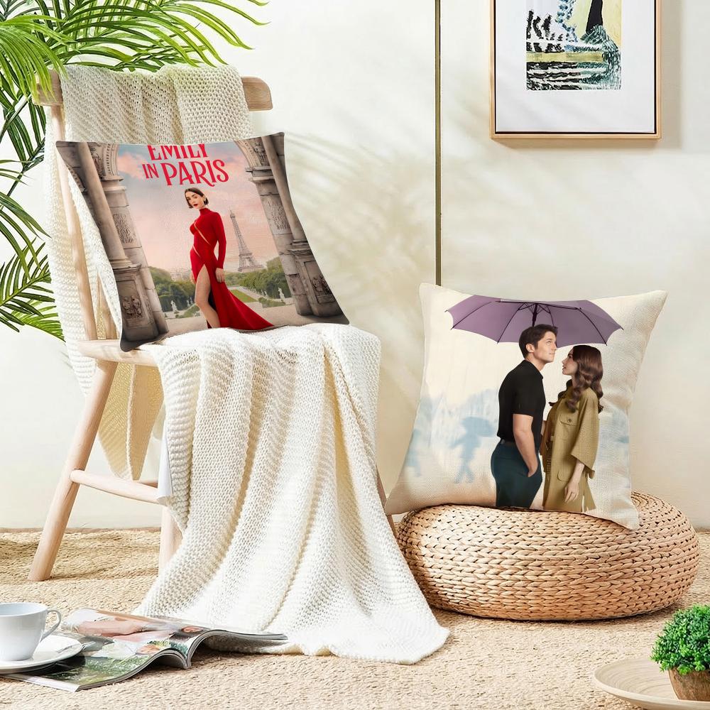 Glamorous EEmily In ParisS Cushion Cover Breathable and Skinfriendly Linen Pillowcase Square Removable and Washable Cushion