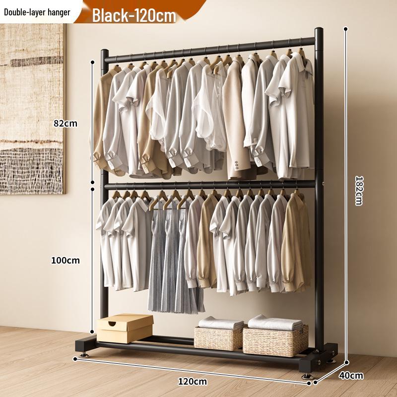 Single-Layer Clothes and Hat Rack for Bedroom or Balcony - Floor-Standing Design