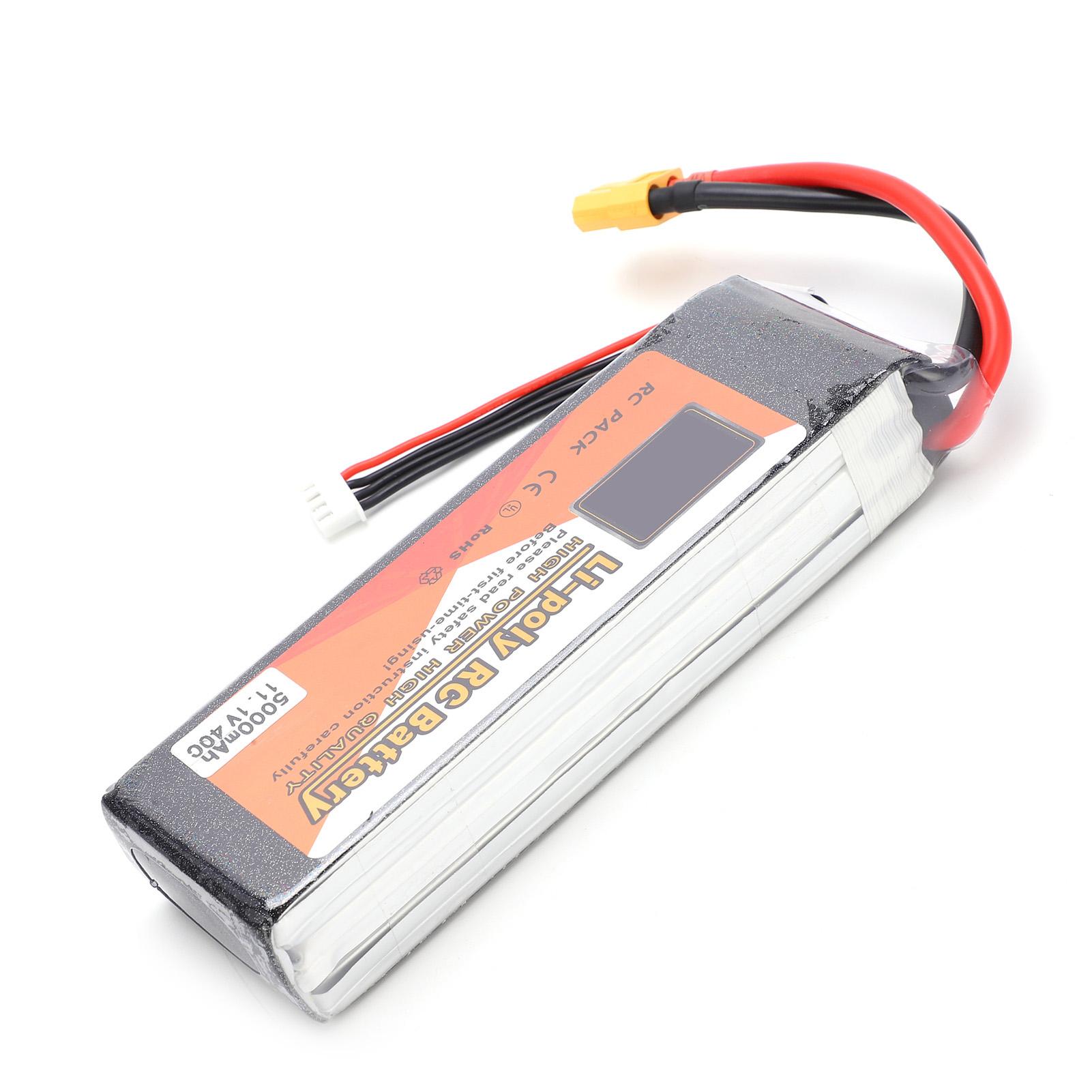 

11.1V 5000mAh 40C Lipo Battery XT60 Plug 3S Rechargeable Battery for RC Racing Drone