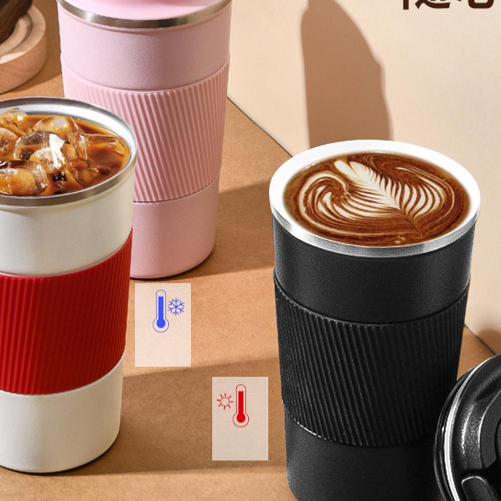 Insulated Coffee Vacuum Coffee Cup Ceramic Inner Travel Coffee Tumbler Reusable Thermal Cup With Lid And 201 Stainless Steel Outer For Home Office