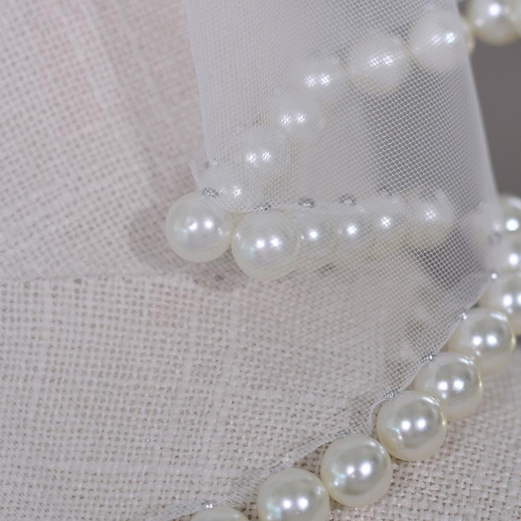 Wedding Pray Scarf Mantilla Veil Delicate Jeweled Pearls for Ladies Mother Wedding Party Headwear Mantilla