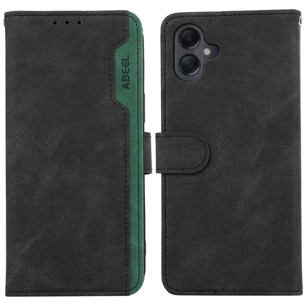 

ABEEL For Samsung Galaxy A06 4G Case Color Splicing Leather Flip Phone Cover RFID Blocking Black