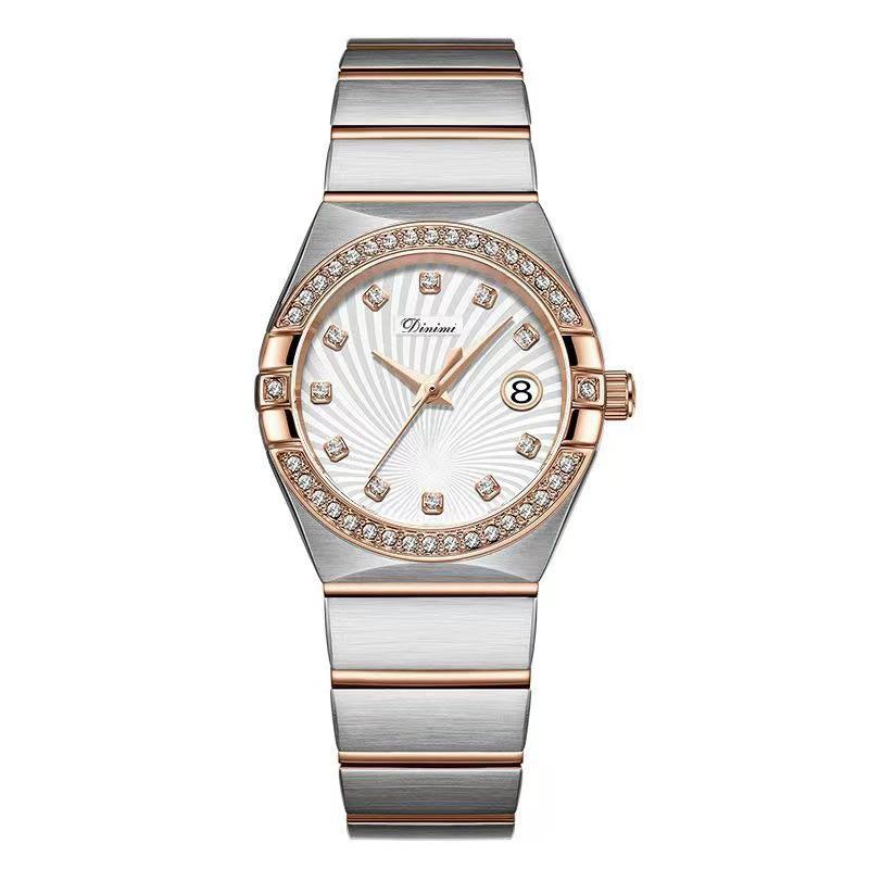 Uhr Damen Temperament Business Diamantuhr Hoher Wert Zart Leicht Luxuriös Kalender Stahlband Damen Uhr