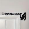 Thought Space" Doorplate - Durable Plastic Wall-Mounted Decorative Sign, Black & White Frame for Home, Office, and Bathroom Decor
