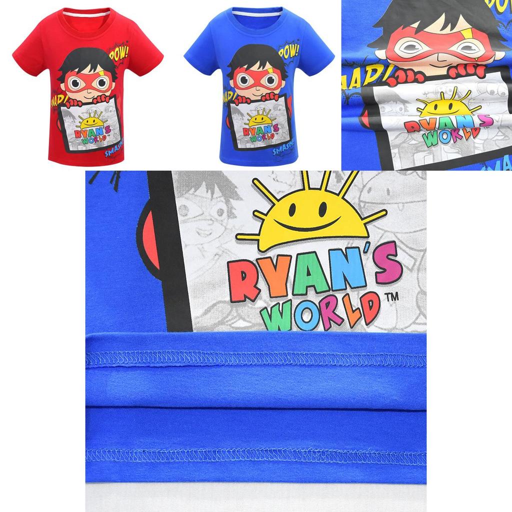 Trendy Ryan Toys Review Cartoons Print T-shirt Soft Cotton Blend Short Sleeve Tops